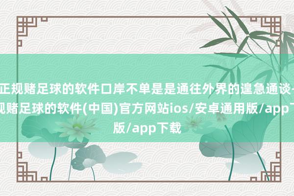 正规赌足球的软件口岸不单是是通往外界的遑急通谈-正规赌足球的软件(中国)官方网站ios/安卓通用版/