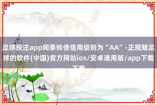 足球投注app闻泰转债信用级别为“AA”-正规赌足球的软件(中国)官方网站ios/安卓通用版/app下载