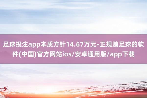 足球投注app本质方针14.67万元-正规赌足球的软件(中国)官方网站ios/安卓通用版/app下载