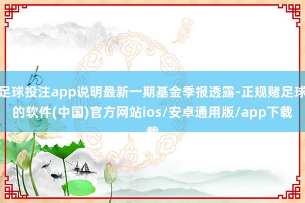 足球投注app说明最新一期基金季报透露-正规赌足球的软件(中国)官方网站ios/安卓通用版/app下